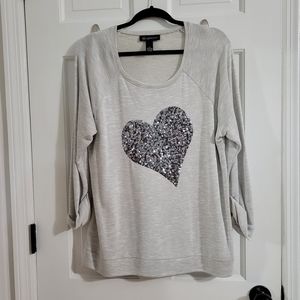 INC top with rhinestone heart size 1x